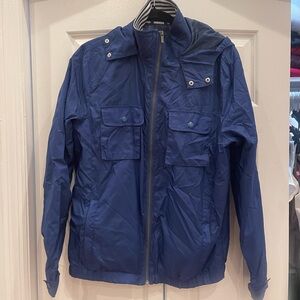 Blue raincoat jacket